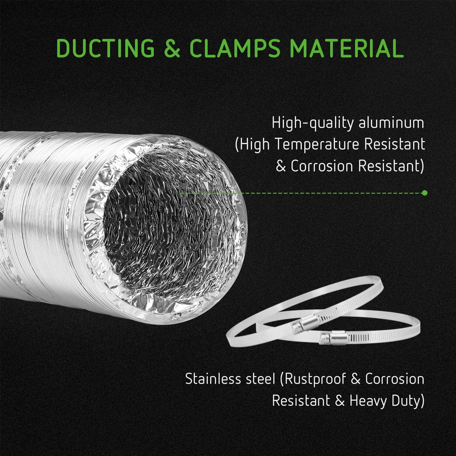 VIVOSUN 6" 8Ft Non-Insulated Flex Air Aluminum Ducting for HVAC Ventilation