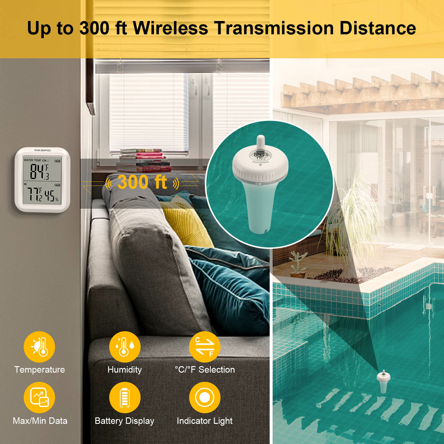 Floating Spas Thermometers Wireless Remote Swimming Pool Water Temperature Test