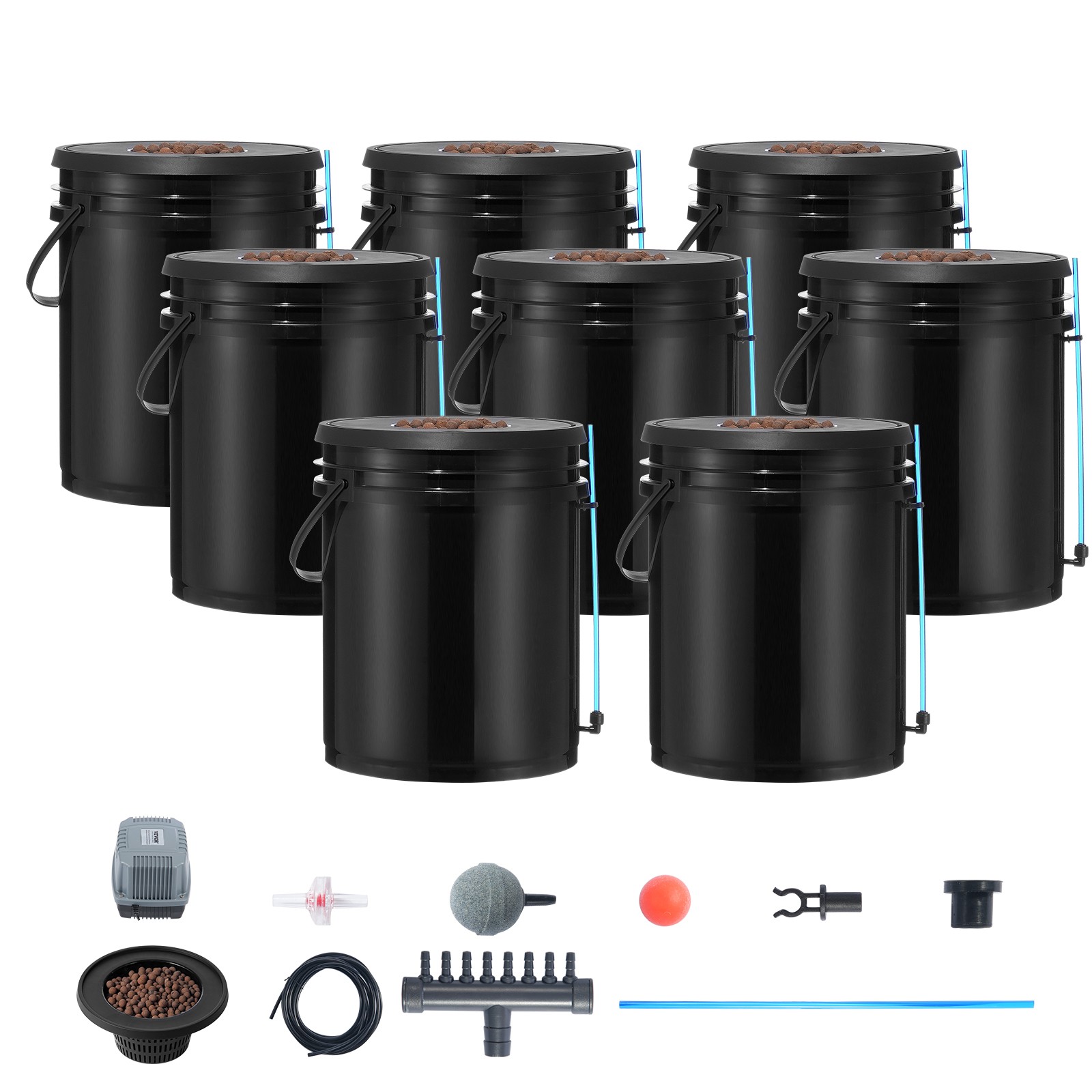 VEVOR Hydroponics Deep Water Culture DWC Hydroponic System 5 Gallon 8 Buckets