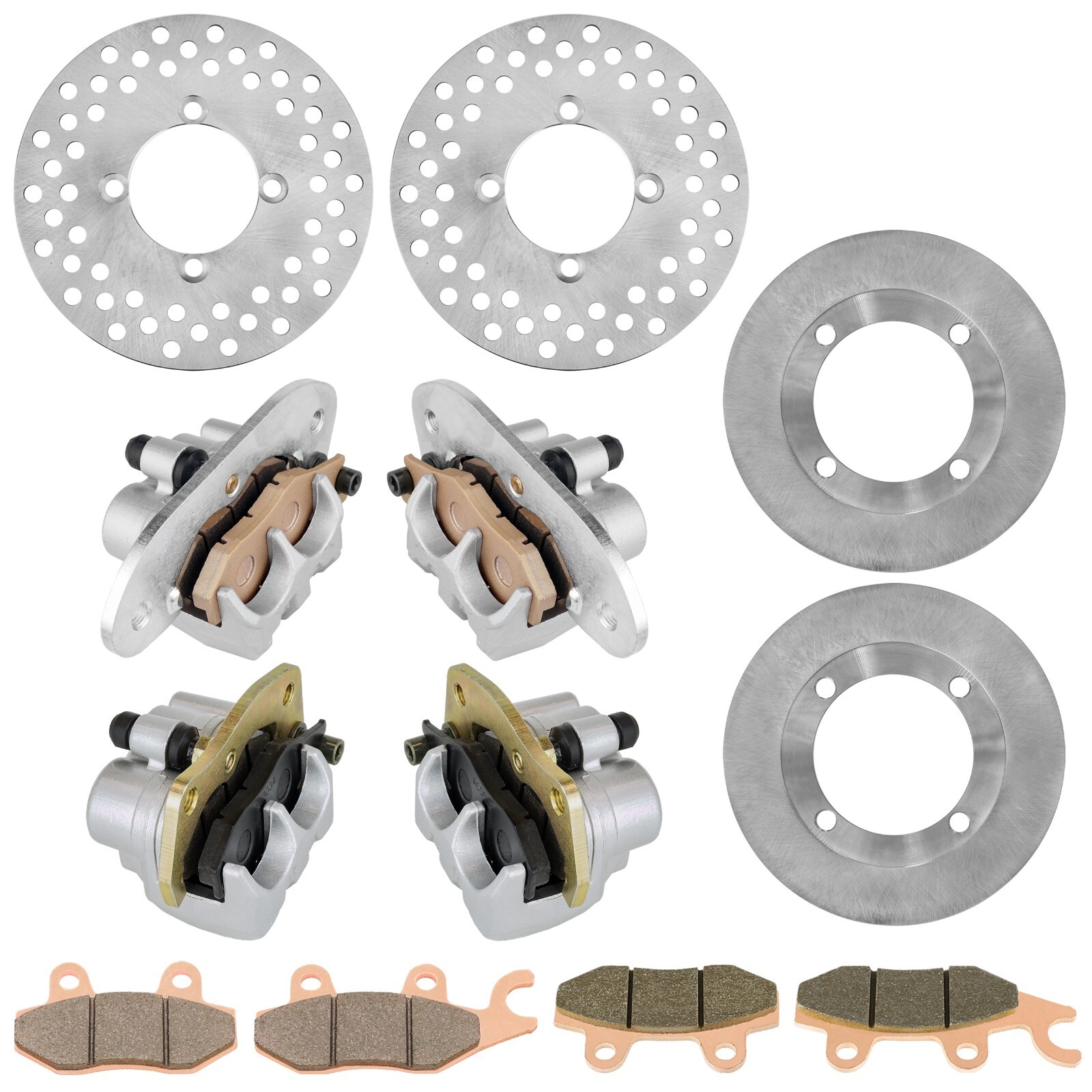 Front Rear Brake Caliper Disc Rotor W/Pad For Yamaha Rhino 700 YXR700 4X4 08-13
