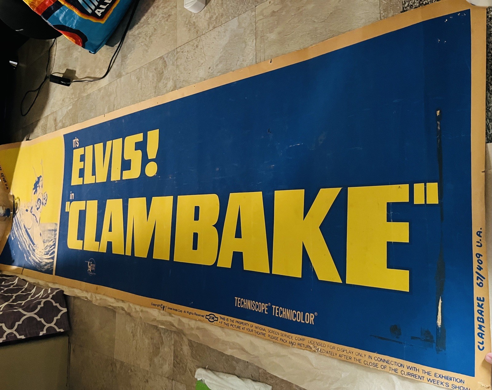 1967 Clambake One Of A Kind 83x24 UA Promotional Ad Poster  Elvis Presley