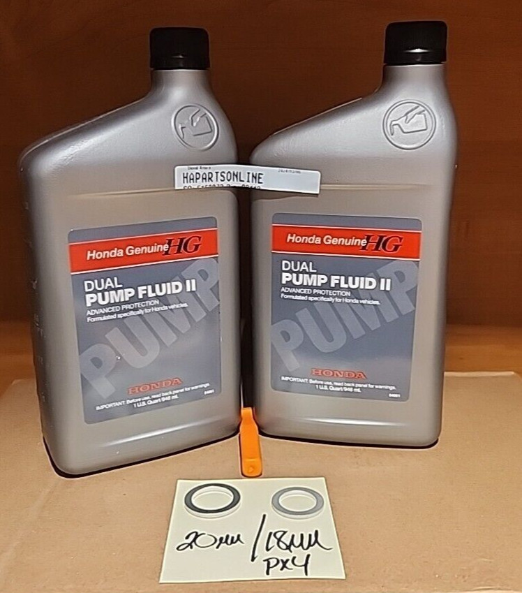 2x QTS HONDA OEM Dual Pump II Fluid W/Crush Washers DPSF II NEW SEALED AWD