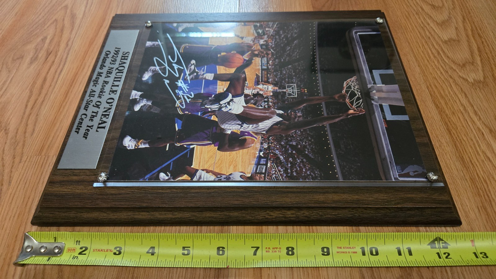 SIGNED Shaquille O'Neal Wall Plaque Shaq Rookie of the Year 1993 Orlando Magic