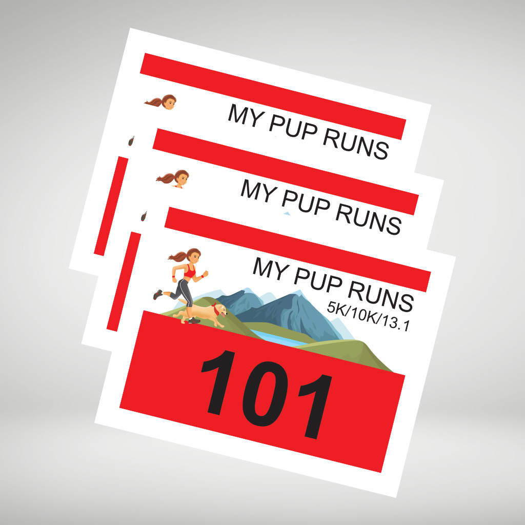 NEW Virtual Race 5k/10k/13.1 Medal, Bib & Sticker - Running with My Dog - MPR