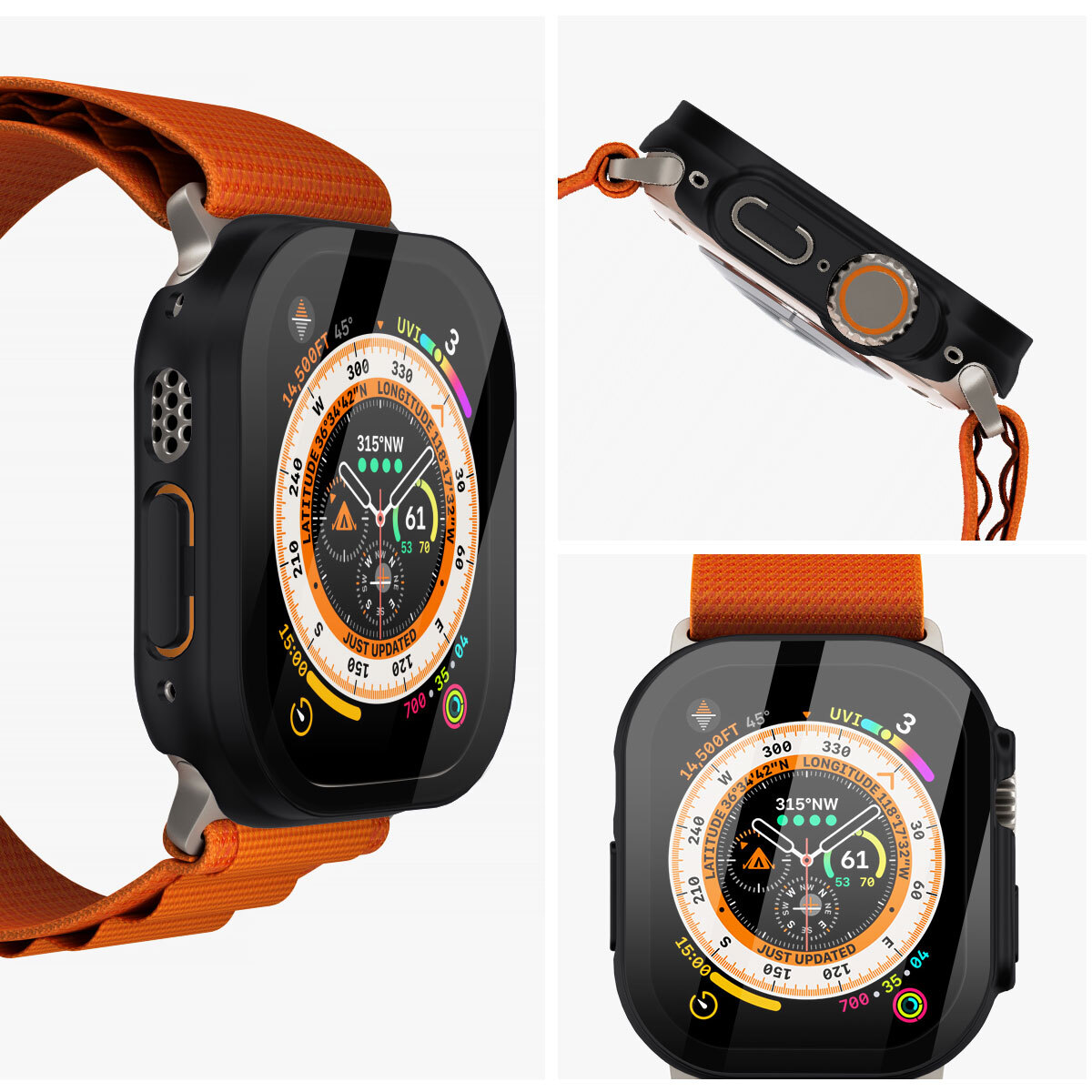 Full Case Cover for Apple Watch Ultra 2 49mm Tempered Glass Screen Protector