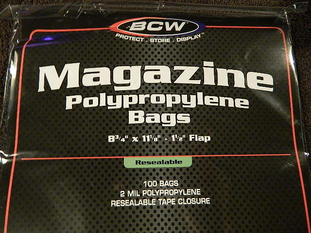 100 New BCW Magazine Resealable Bags And Boards - Acid Free - Archival Storage