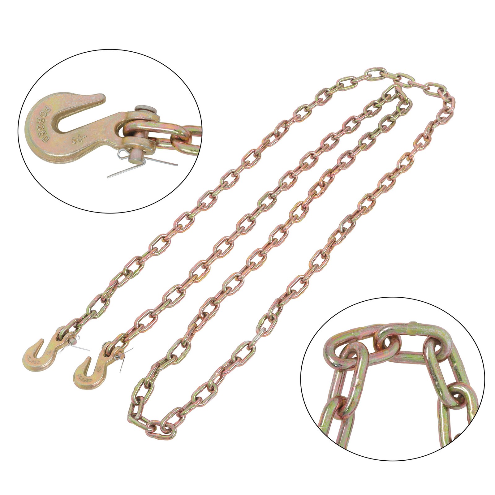 1/4''×12' G70 Tow Chain J-Hooks V-Chain Flatbed Truck Rollback Wrecker Carrier