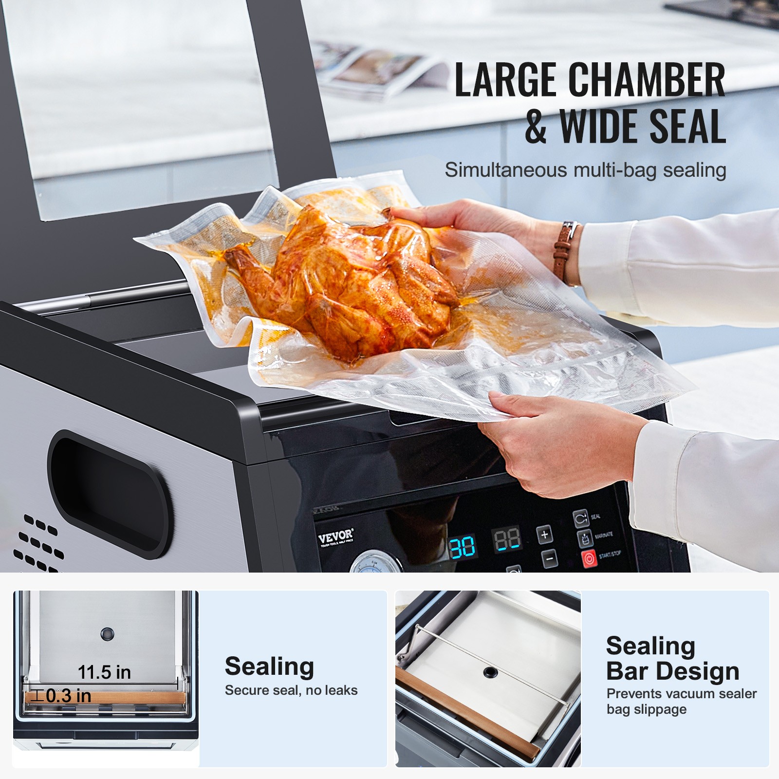 VEVOR Chamber Vacuum Sealer Commercial Vacuum Sealing Bag Packing Machine 380W