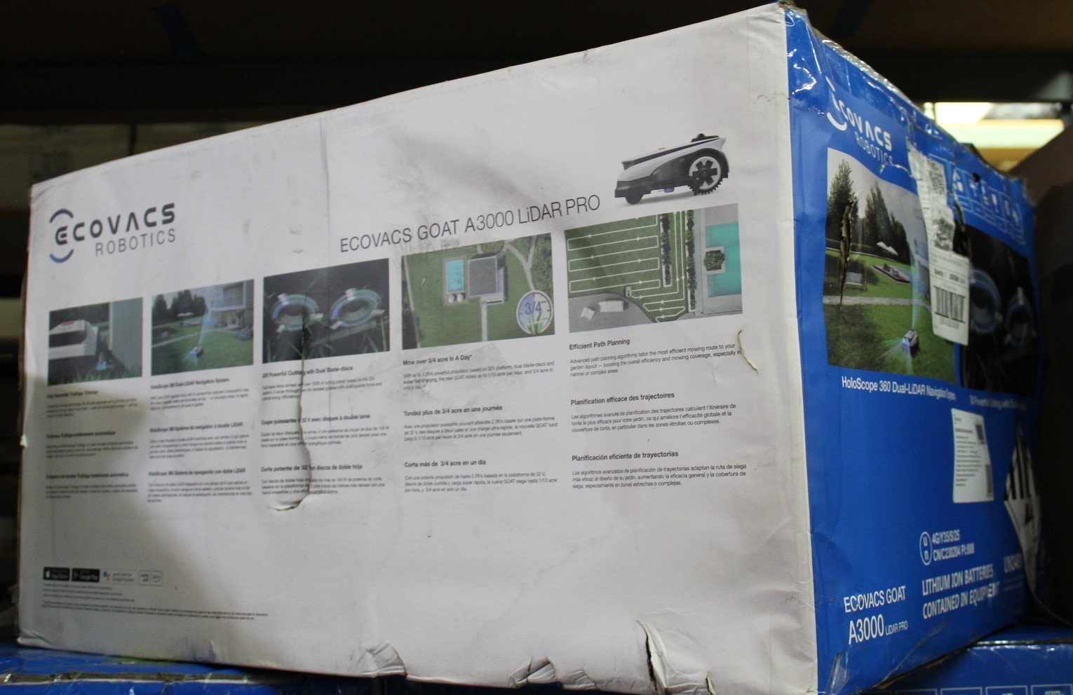 WET BOX ECOVACS Goat A3000 LiDAR PRO Robotic Lawn Mower for Up to 0.75 Acre 7.5A