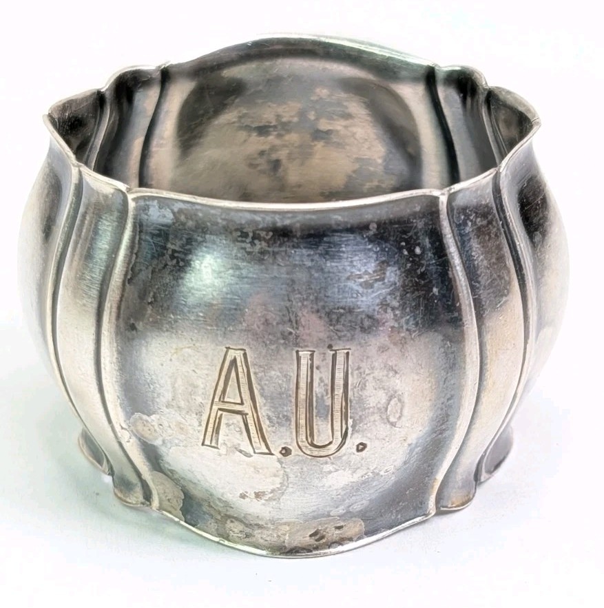 835 German Silver Napkin Ring Wilhelm Binder 36 Grams AU Monogram