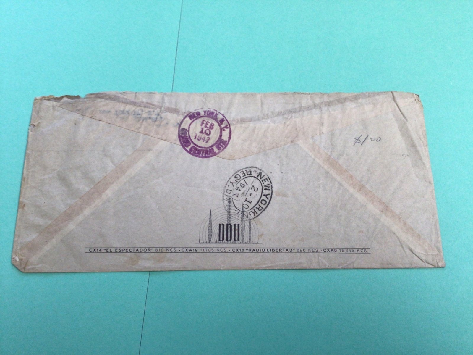 Uruguay 1947 Registered to New York postal stamps Cover Ref 64707