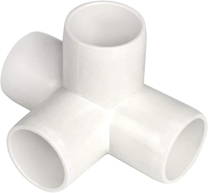 1-1/4" Furniture Grade 4-Way Side Outlet Tee PVC Fitting - 24 Pack
