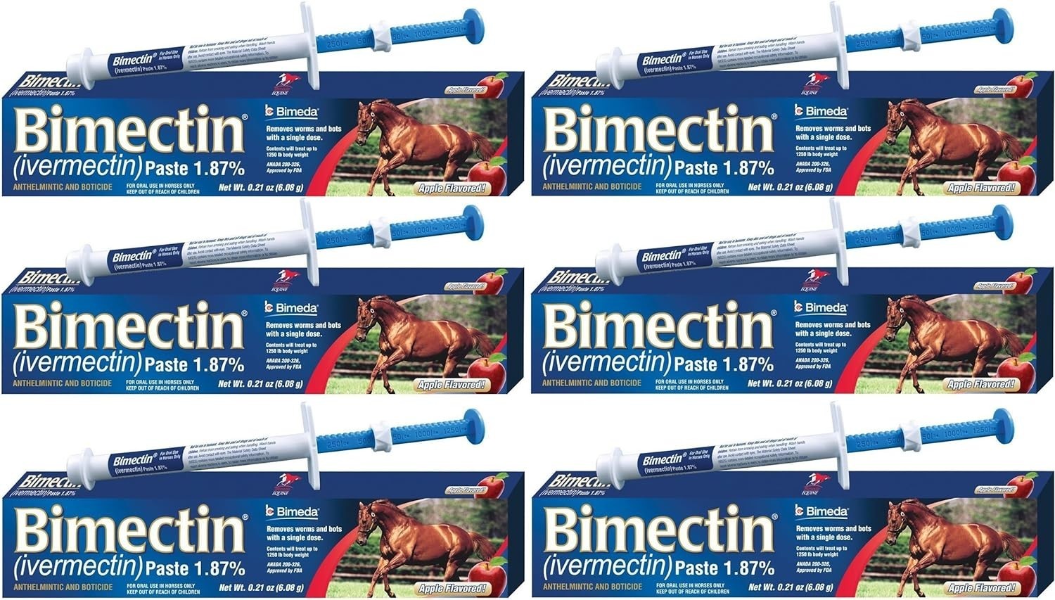6 pack Paste Horse Dewormer Apple Flavor (6 DOSES) NIB