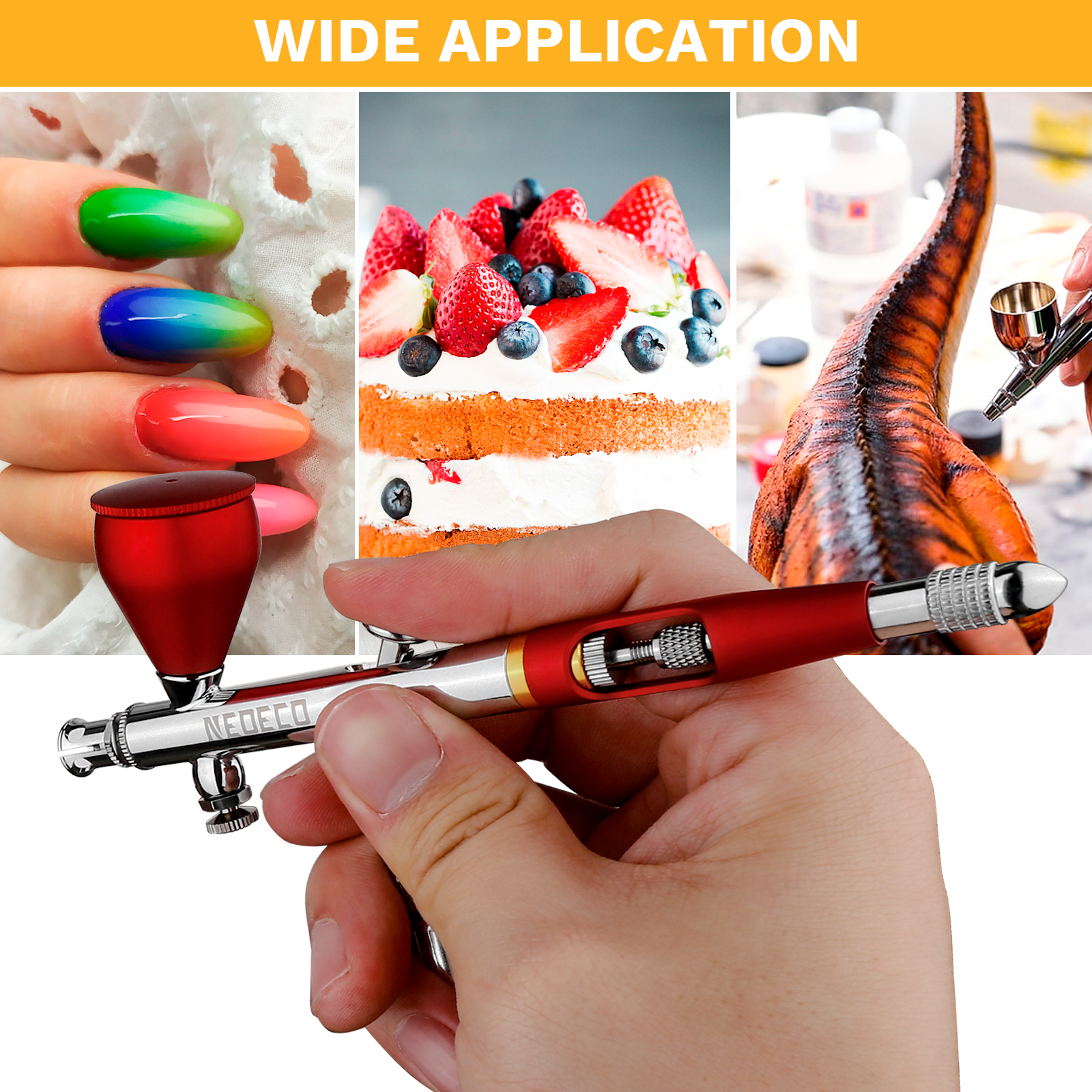 NEOECO SJ83 Airbrush, Self-Centring Plug-in Nozzle, Dual Action Air Brush Set