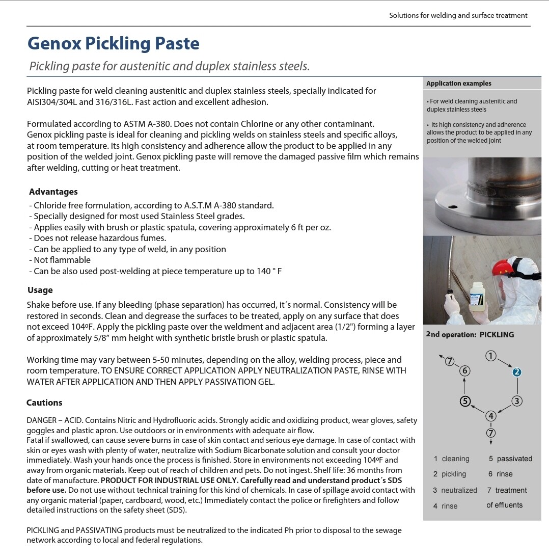 PICKLING PASTE/GEL FOR STAINLESS STEEL