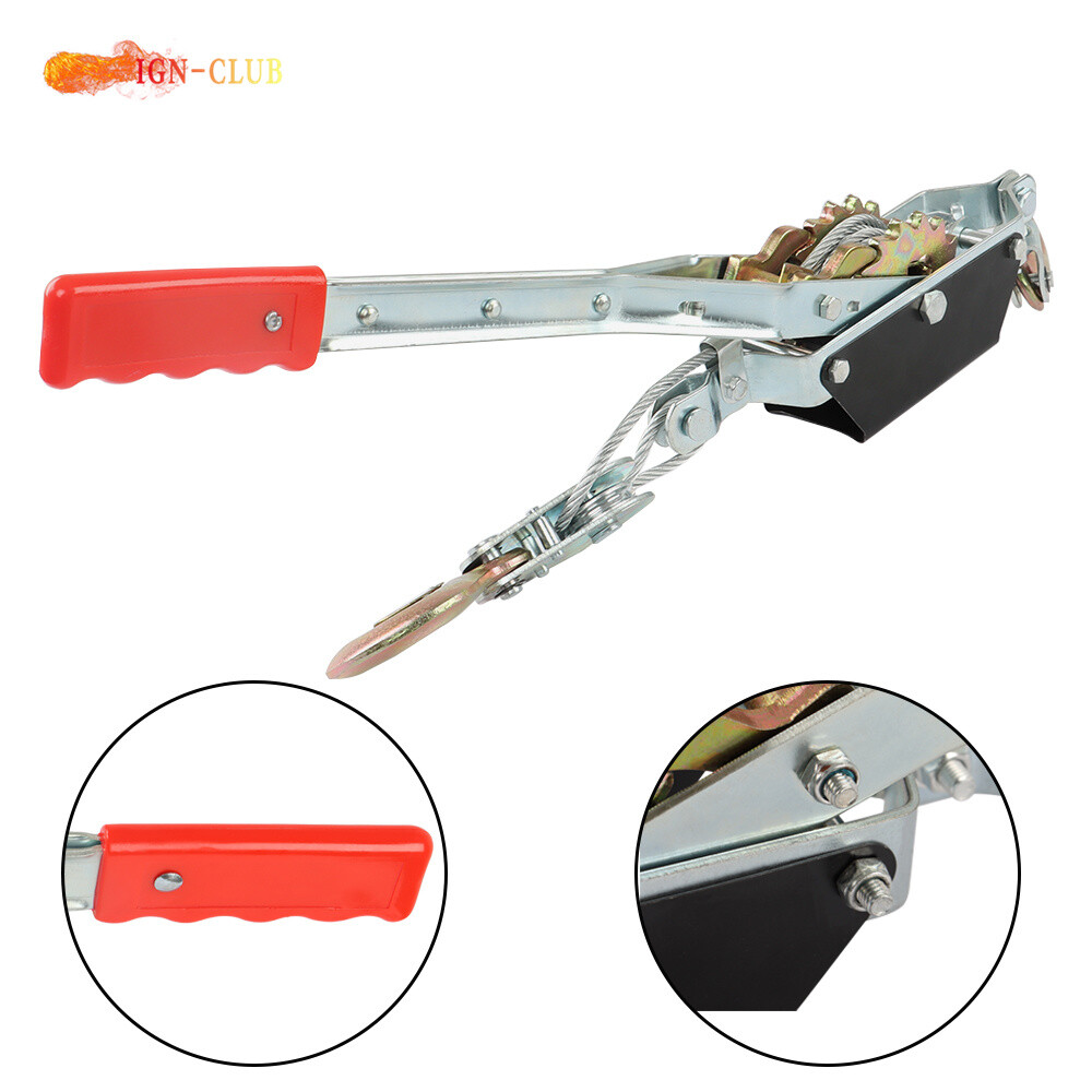 2 Ton Come Along Winch Heavy Duty 2 Hook Steel Cable Dual Gear Power Puller
