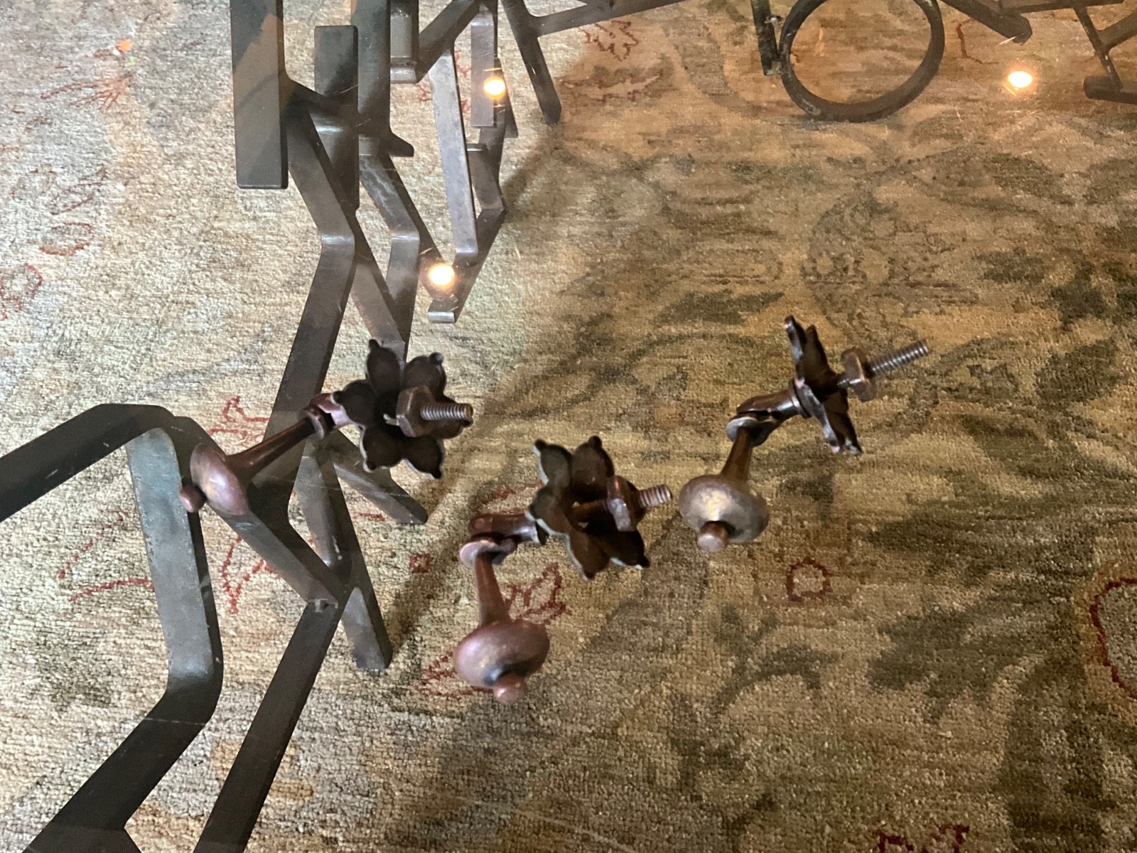 (3) Antique Brass Pendant Teardrop Drawer Pulls w/Backplates