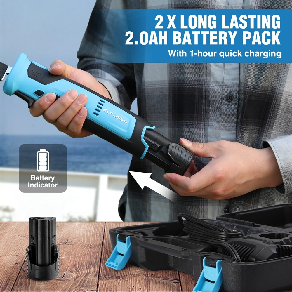 FLISSA Cordless Electric Fillet Knife for Fish with 8"&10"Stainless Steel Blades