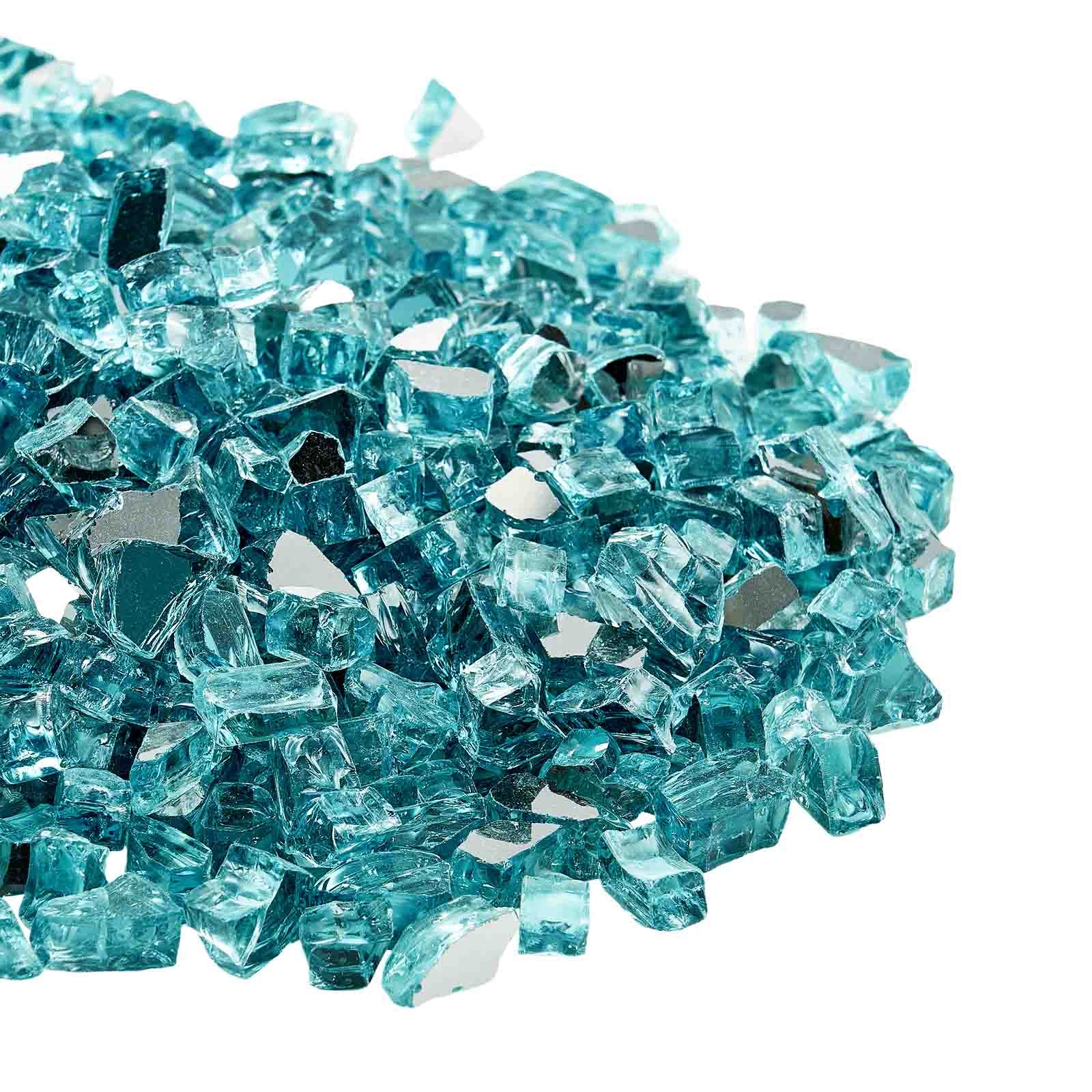 Uimoso 20 lbs Aqua Blue 1/2-Inch Glass Stones for Fire Pit or Fireplace