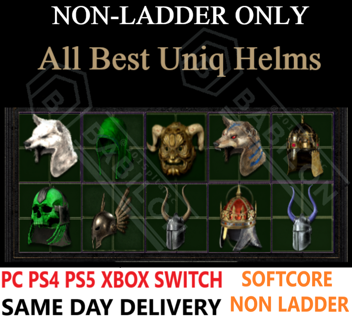 ✅PC PS4 PS5 XBOX SWITCH✅NON-LADDER All Uniq Helms DIABLO 2 RESURRECTED D2R ITEMS