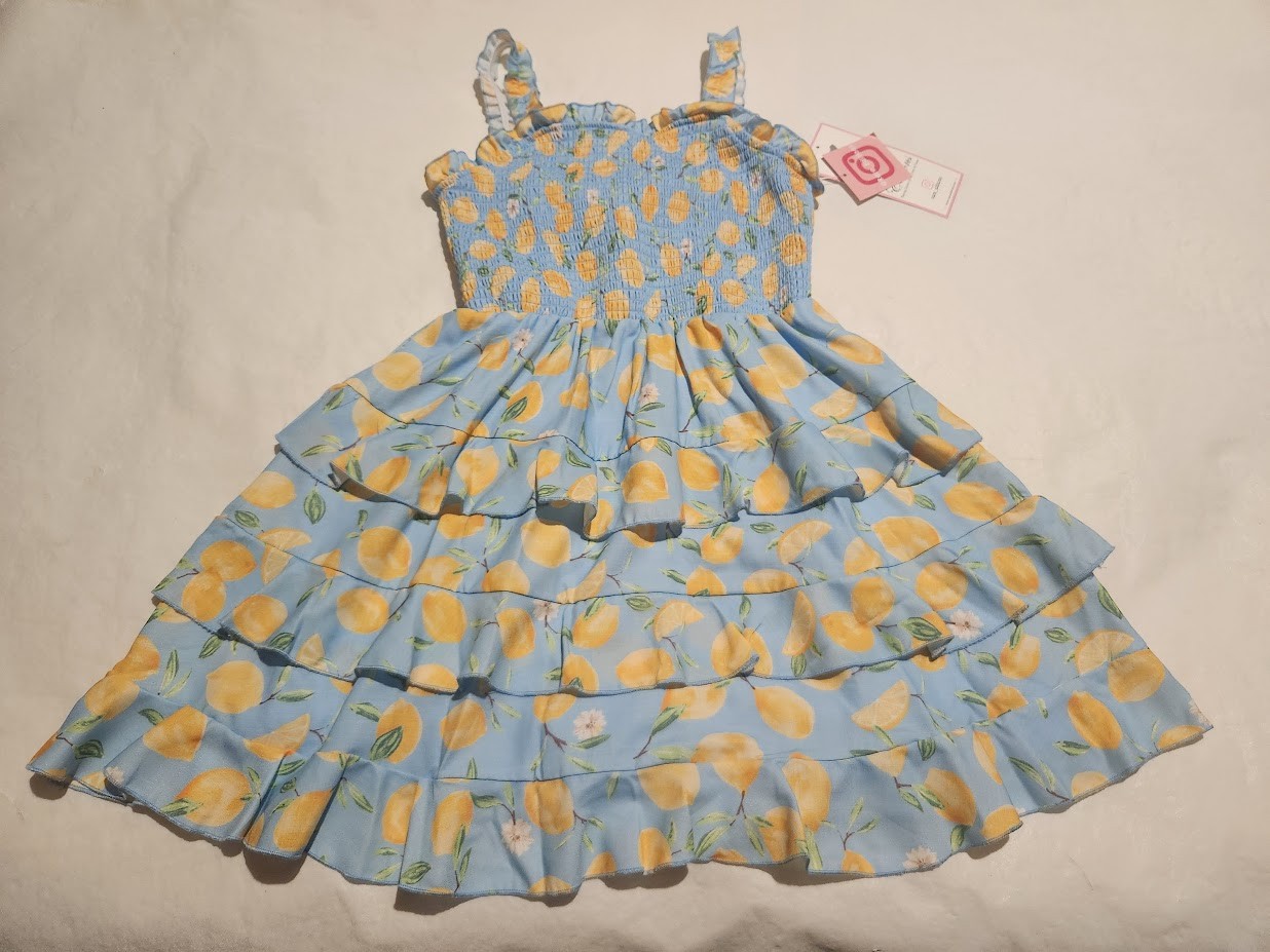 NWT Rare Editions Girls Lemon Print Sleeveless Dress