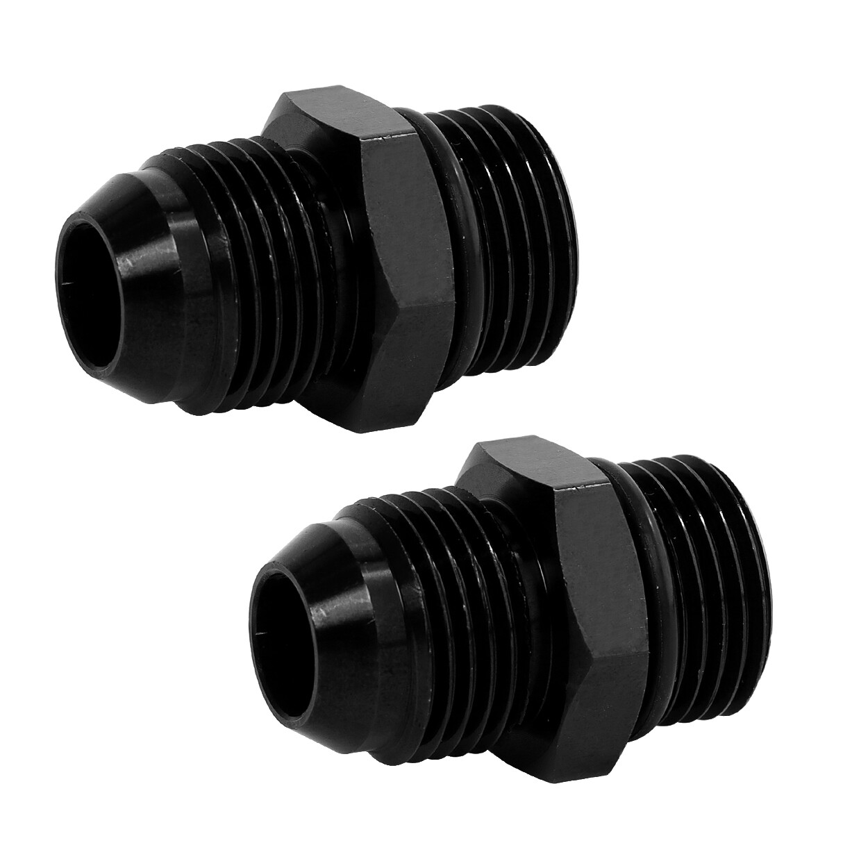 LokoCar Male Adapter Fitting AN8 8AN to AN8 8AN ORB O-ring Black Pack of 2