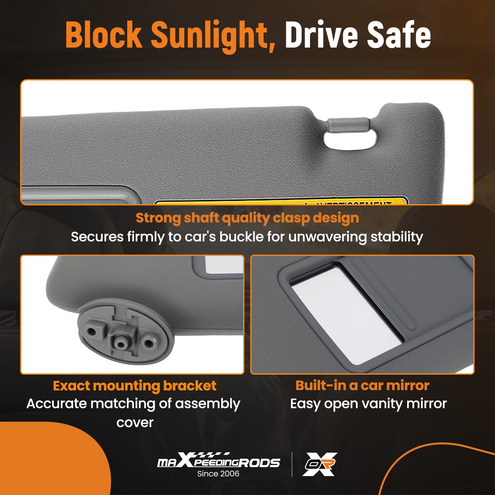 Pair Gray Sun visor w/ Light for Toyota Tacoma 2005-2015 LH RH 7432004210B0