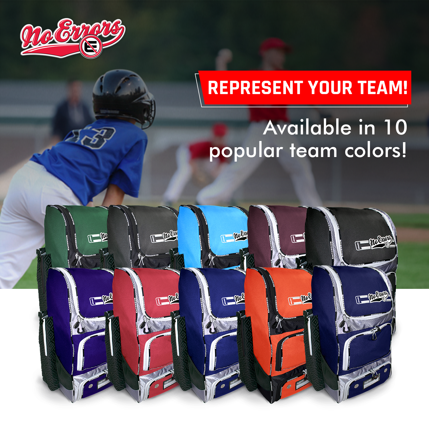 No Errors Top Pick Baseball & Softball Backpack Holds DualGloves, 4 Bats,Helmet