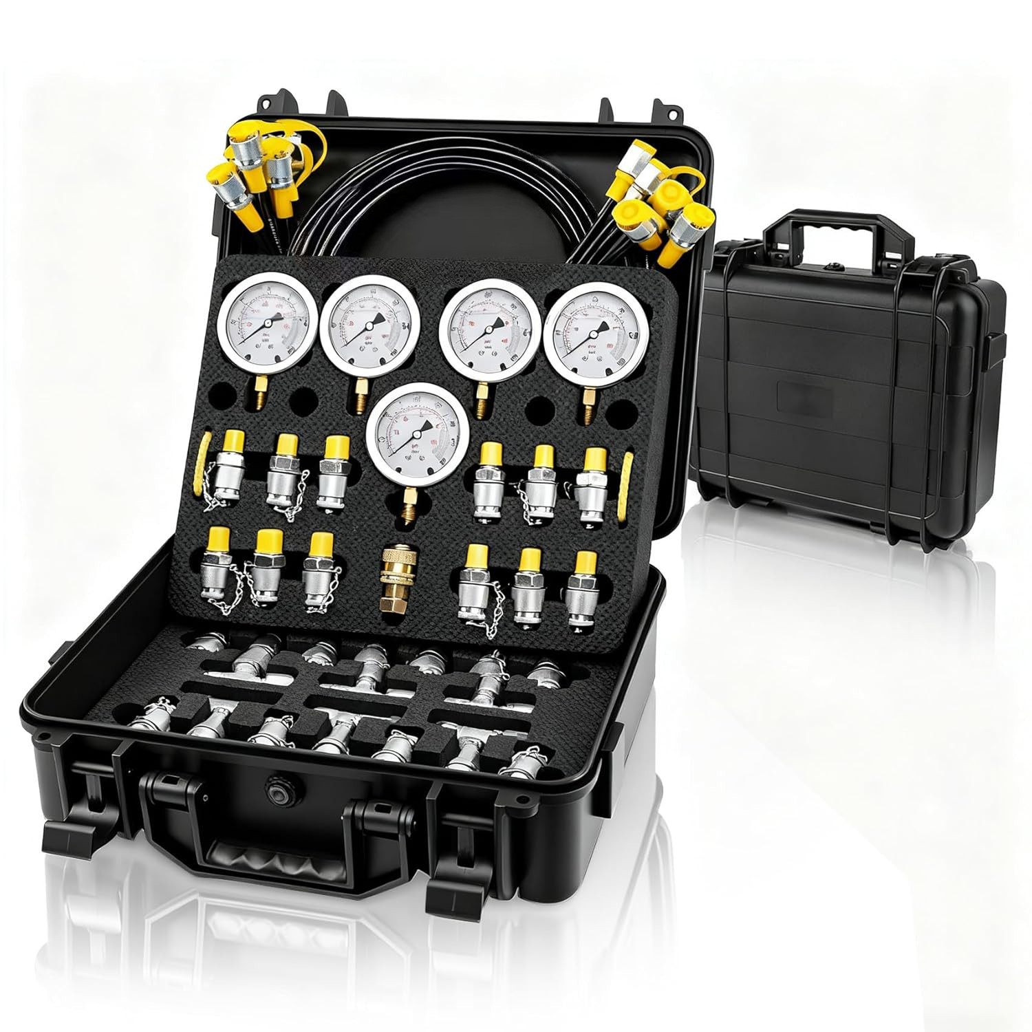 60Mpa Hydraulic Pressure Test Kit 5 Gauges 13 Couplings 14 Tee Connectors 5 Hose