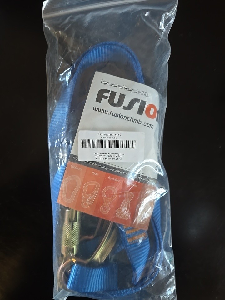 Fusion Adjustable Y-Lanyard W/hitched Loop And Carabiner Ends Blue 48 climbing