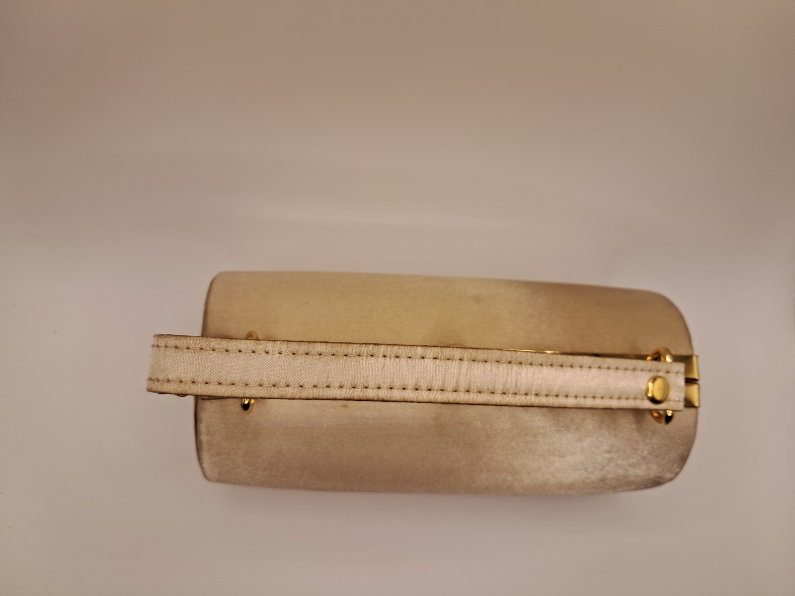 Vintage Satin Evening Clutch Bag Champagne Gold Frame Bridal Jessica McClintock