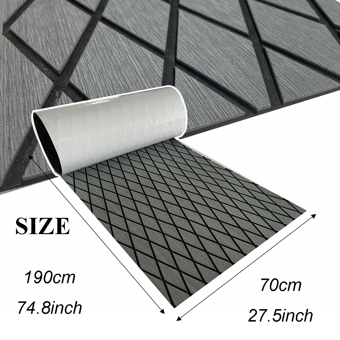 EVA Foam Boat Flooring Nonskid Marine Sea Decking Carpet , Dark Gray Diamond Mat