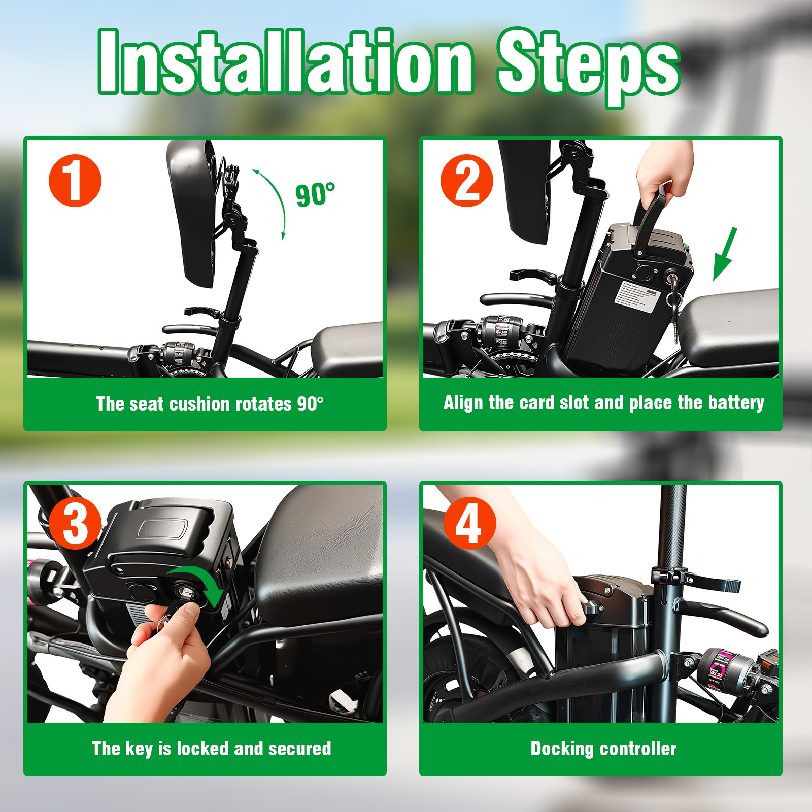 Folding Electric Ebike lithium Battery Replacement ,For 560W Motor 48V 10.4Ah US