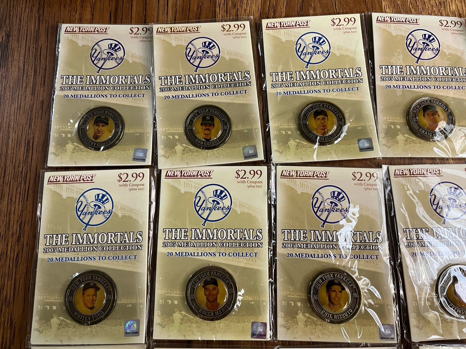 Complete Set of 2005 New York Post Yankees Medallions with Rare Error- Mantle