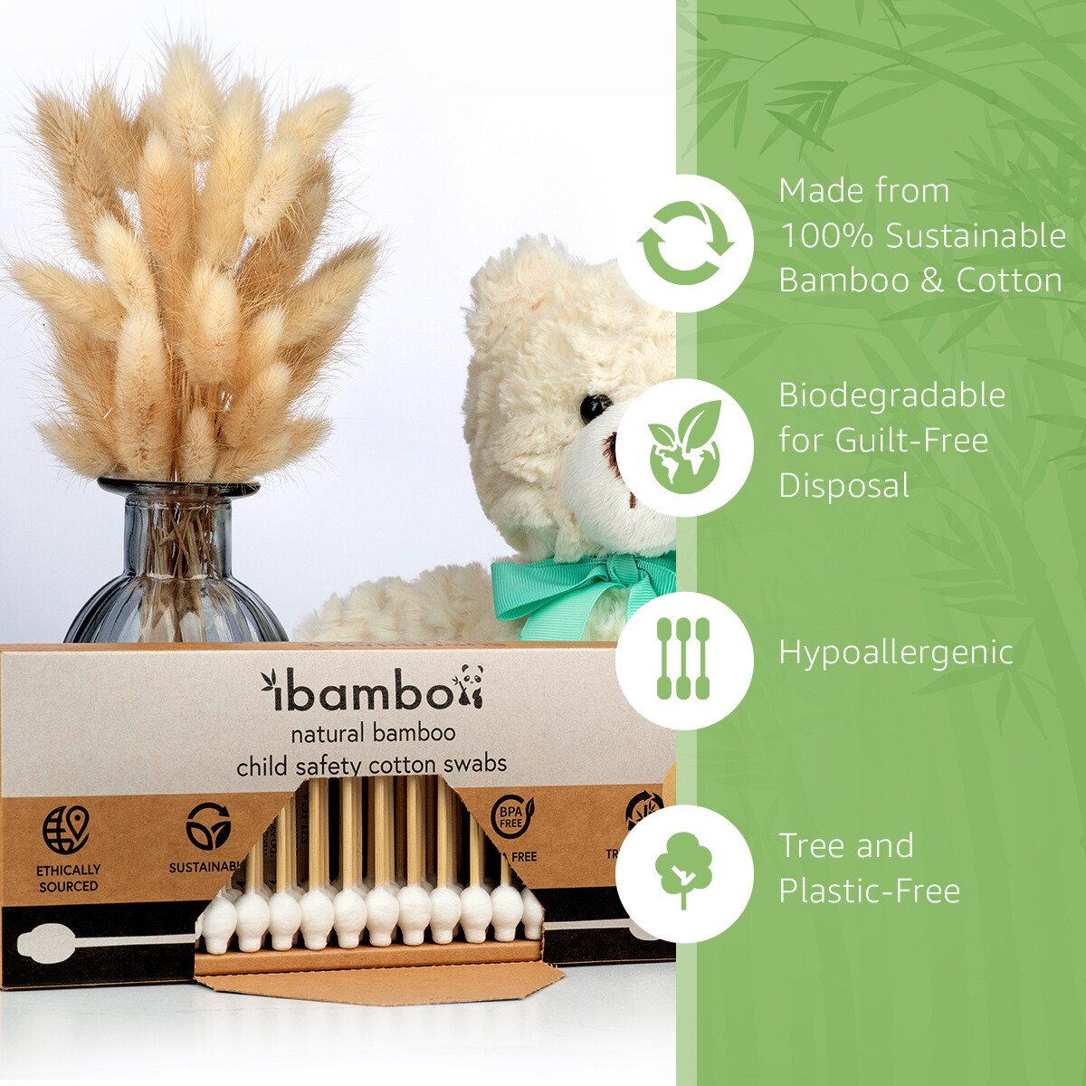 Ibambo Bamboo Child Safety Cotton Swabs