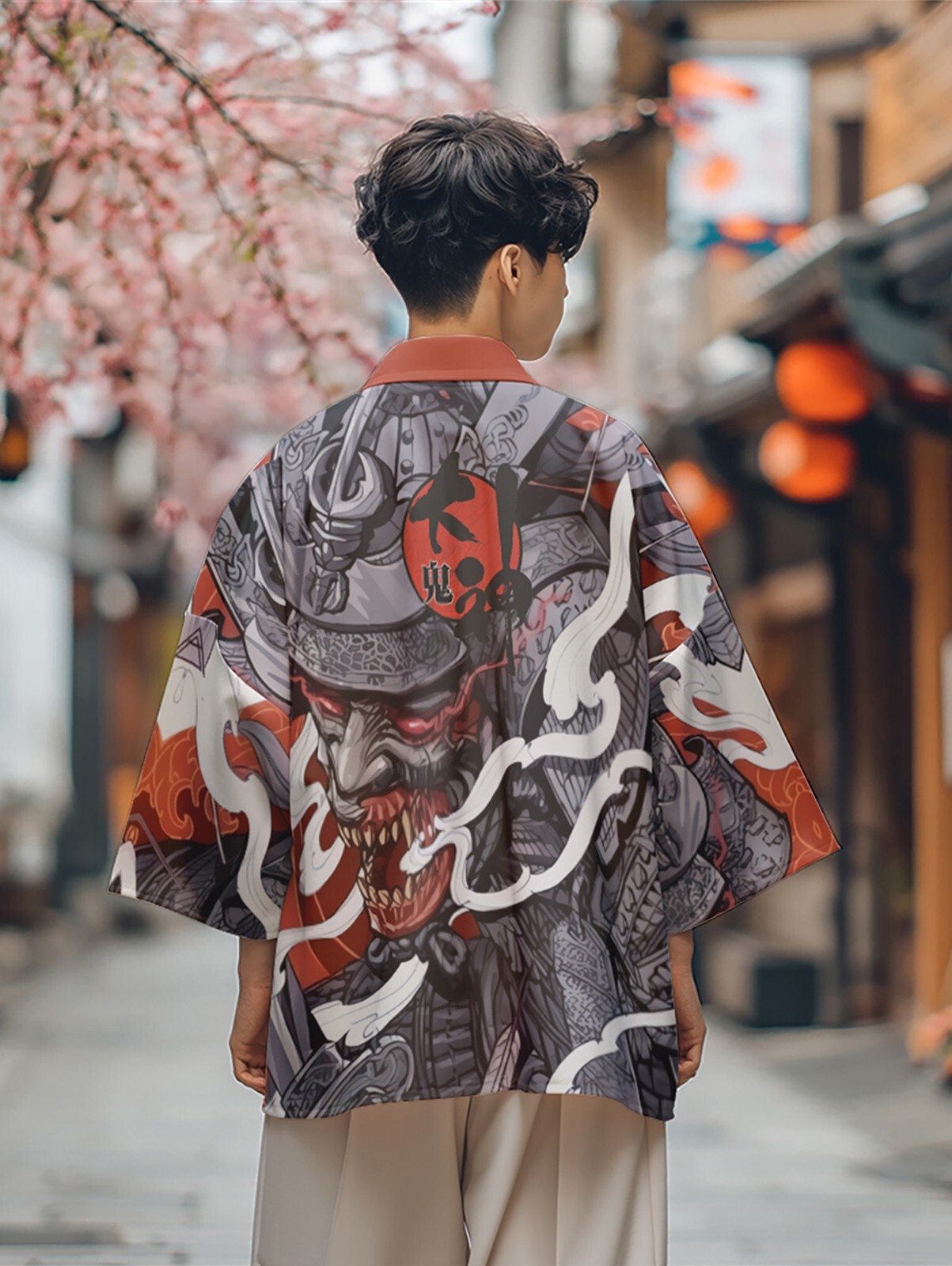 Niepce Men's Japanese Streetwear Kimono Lightweight Printed Cardigan