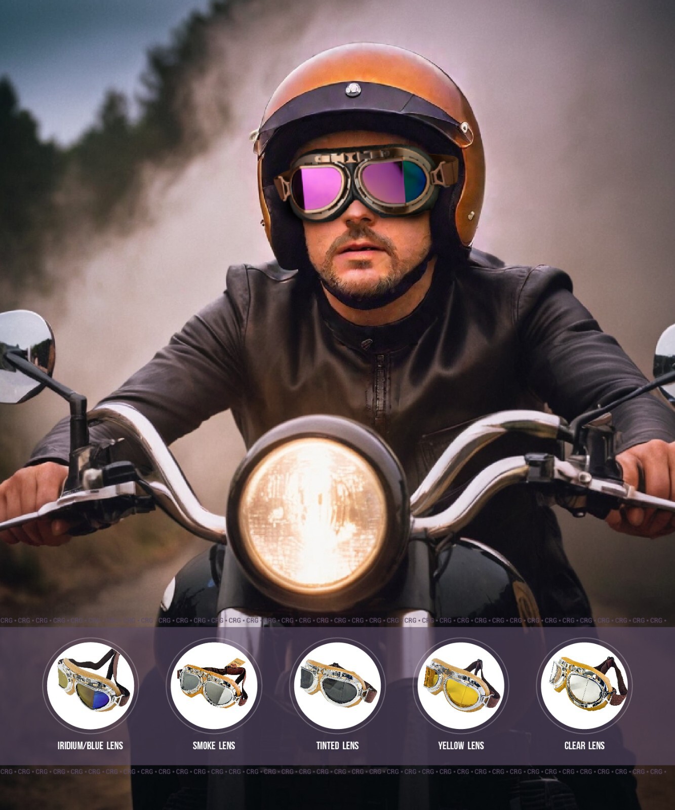 New CRG Vintage Bike Aviator Pilot Motorcycle Cruiser Scooter Goggles