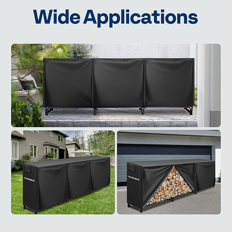 10ft Heavy Duty Firewood Rack w/ Cover Fire Wood Storage Log Holder Cover Combo