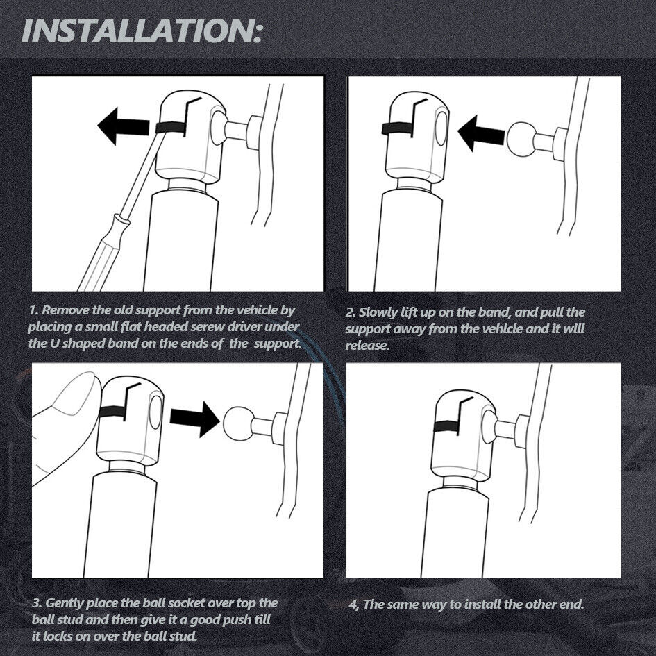 Qty2 Fits Dodge Charger 2006 - 2010 Trunk Lift Supports Gas Struts With Spoiler