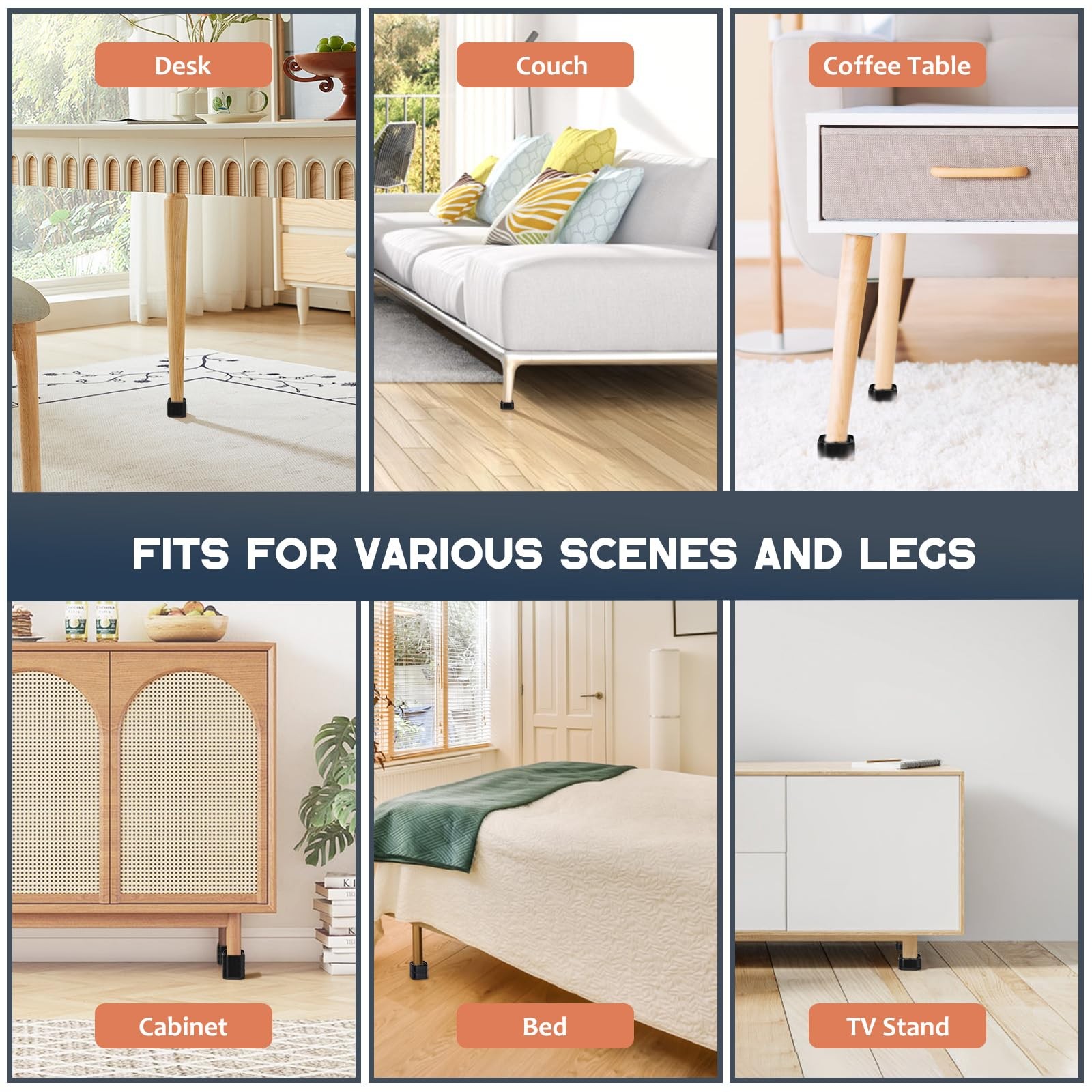 12 Pack Furniture Risers Adjustable Bed Risers 1 Inch Heavy Duty for Couch De...