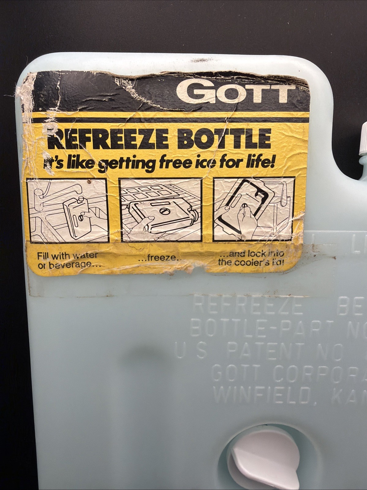 Vtg Gott Screw In Refreeze Beverage Bottle 8280 Cooler Ice Pack Blue