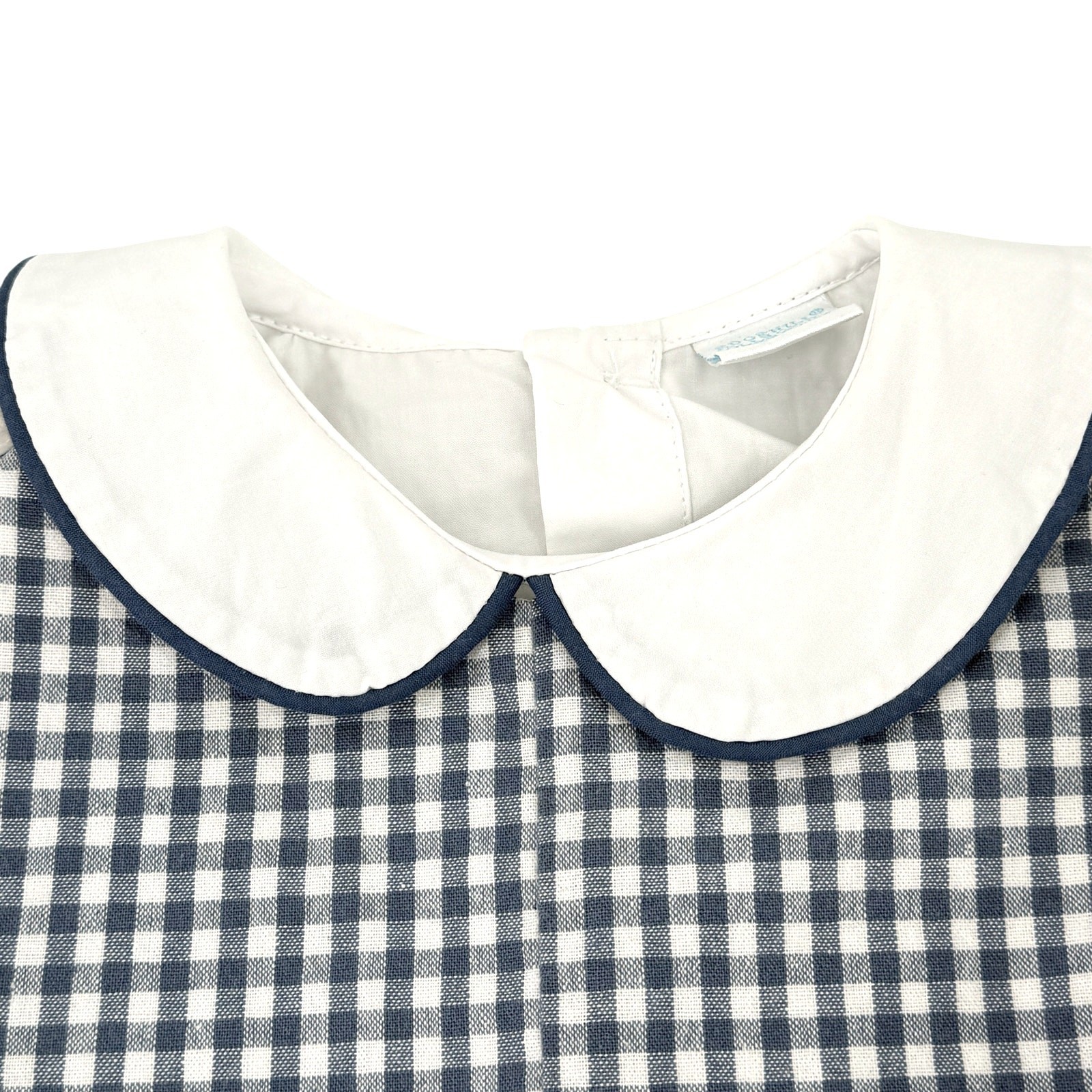 Edgehill Collection Peter Pan Collar Gingham Plaid Jon Jon Boys Sz 12 Mos Blue