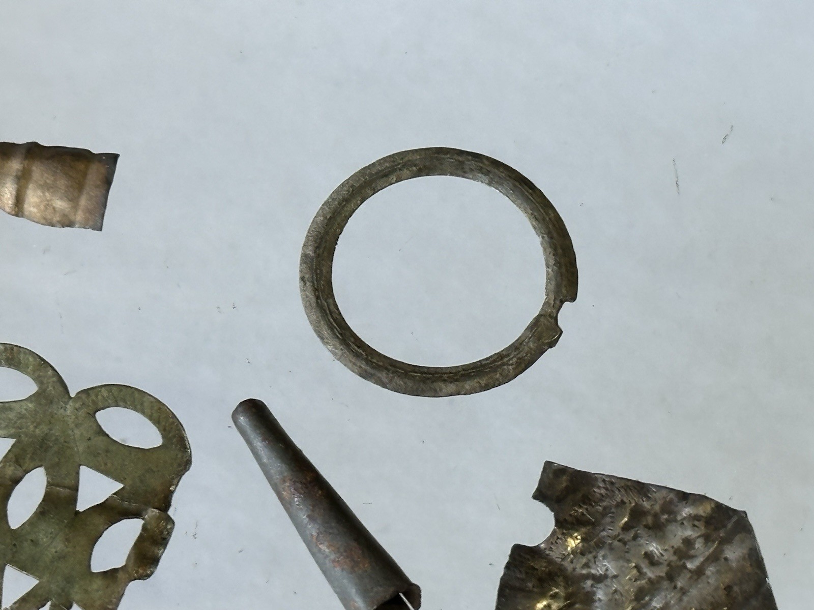 1700's SILVER FUR TRADE ERA LOT - BROOCH GORGET PIN RING BEAD ~ NICE COLLECTION