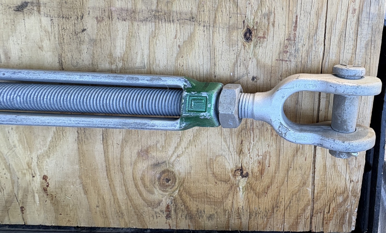 Green Pin Turnbuckle 1 1/2” x 24” Turnbuckle, eye-jaw end-fitting, 9.71 Ton load