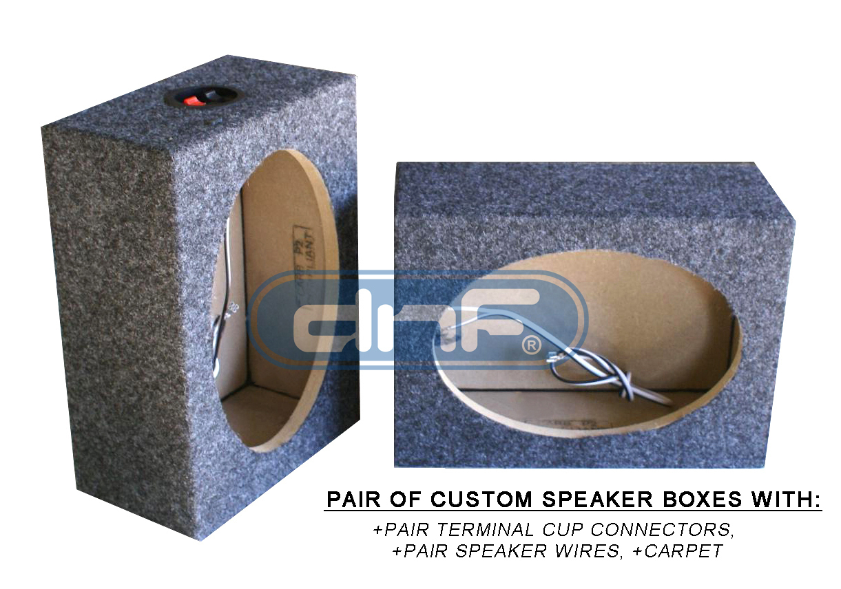 1 PAIR CUSTOM 6" x 9" SQUARE SPEAKER BOX+CARPET + TERMINAL CUPS + SPEAKER WIRE)