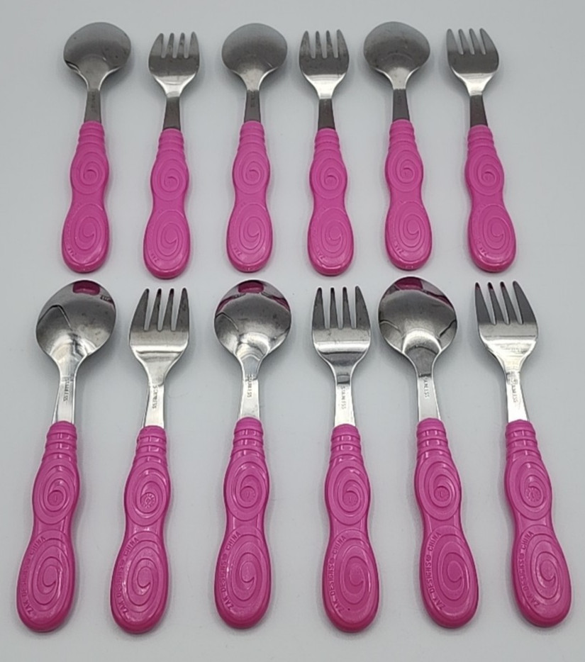 Pink Hello Kitty Children Kid's Toddler Flatware 6 Forks & 6 Spoons Zak Designs