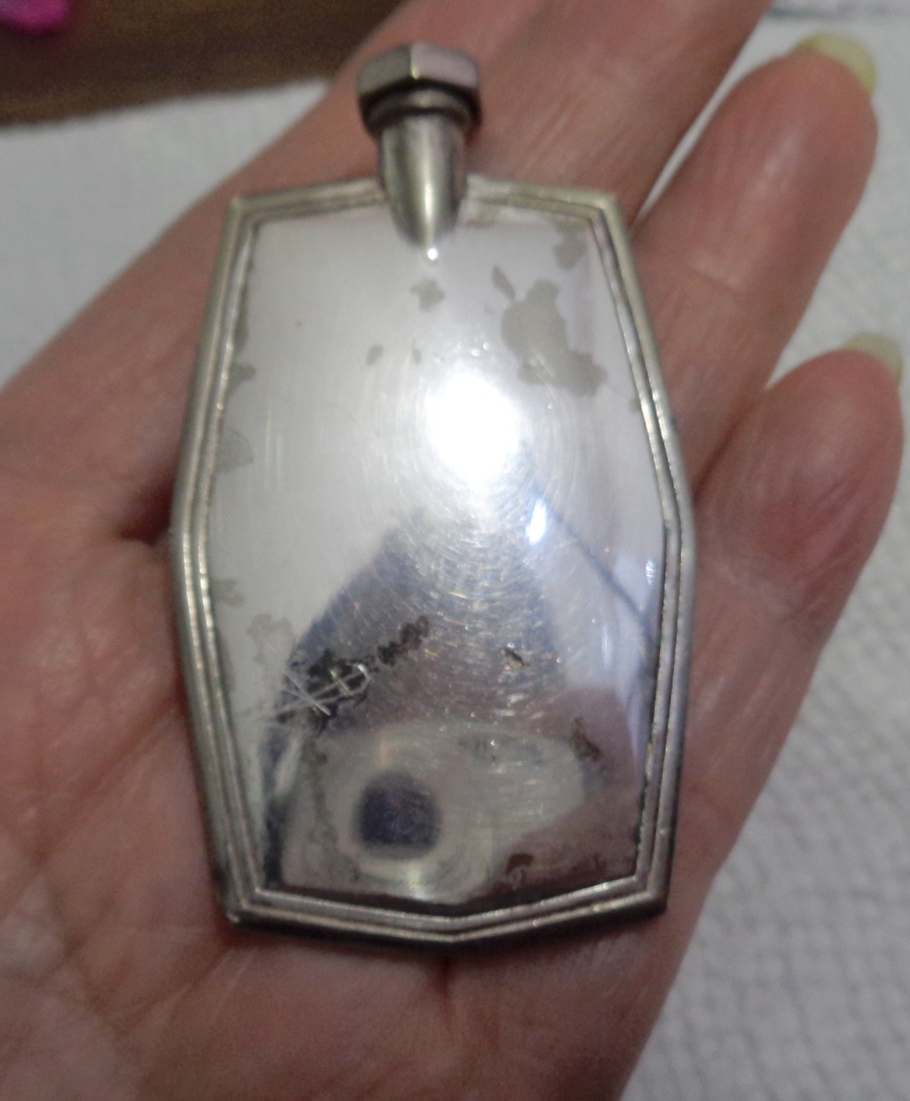 Large Antique Silver Plated Art Deco Perfume Pocket Flask w/dipper Early 1900s