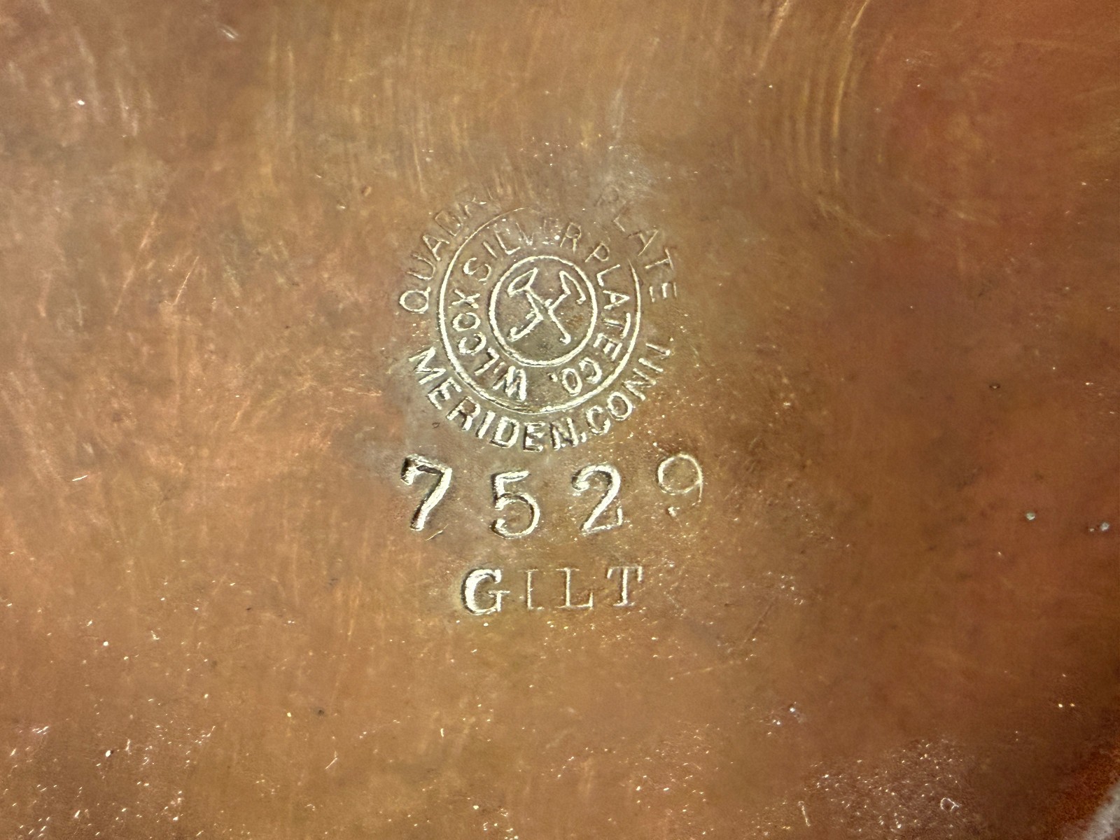 Antique Wilcox Silverplate & Copper Art Nouveau Mixed Metal Pen Holder 7529 Gilt