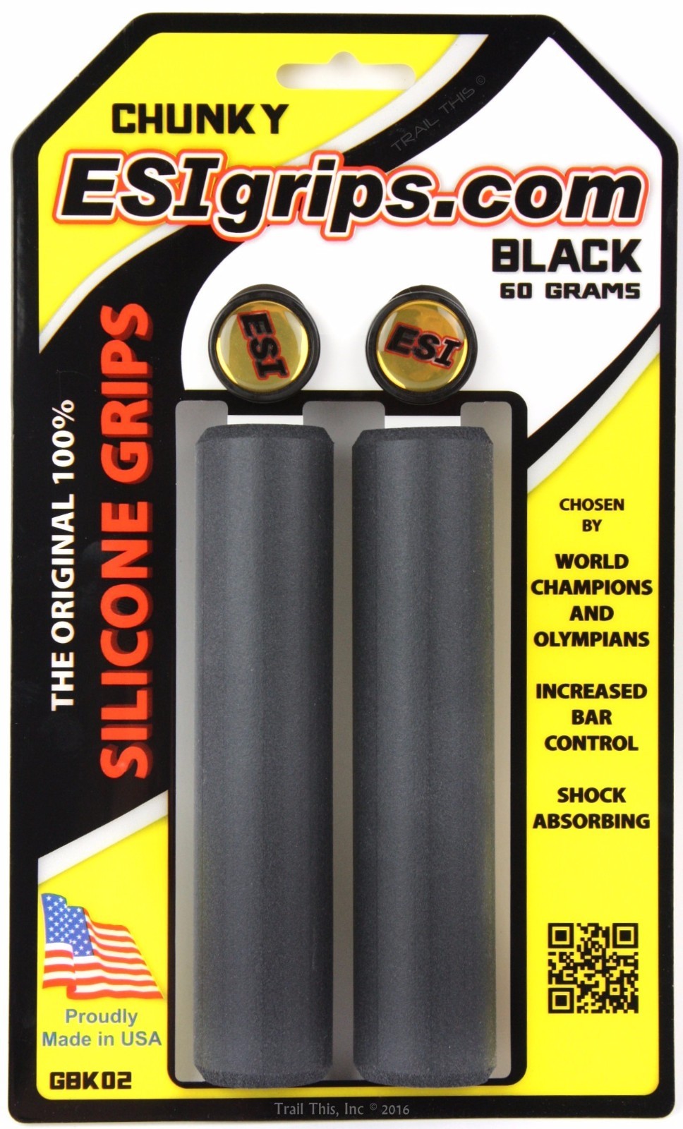 ESI Chunky Black 100% Silicone MTB Bike Grips Shock Absorbing 32mm / 130mm