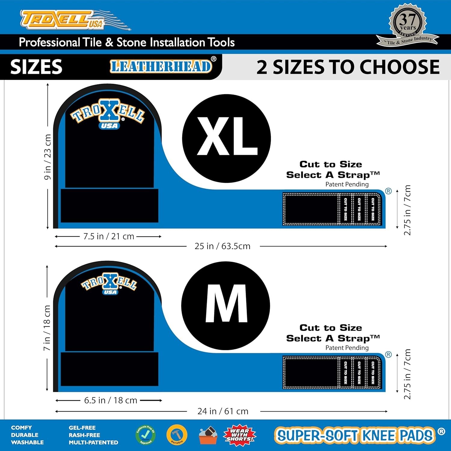 TROXELL USA SuperSoft Leatherhead Kneepads (Large-Sized-RED)